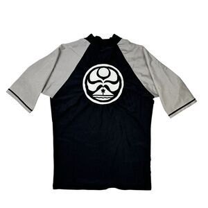 Hawaiian Island Creations HIC Rash Guard Black S Short Sleeve Surf Vintage Y2K